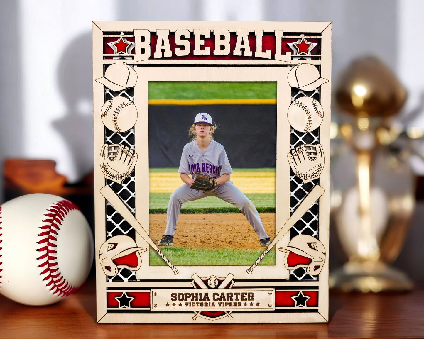 Customizable Baseball & Soccer Icon Frame – Personalized Sports Photo Display