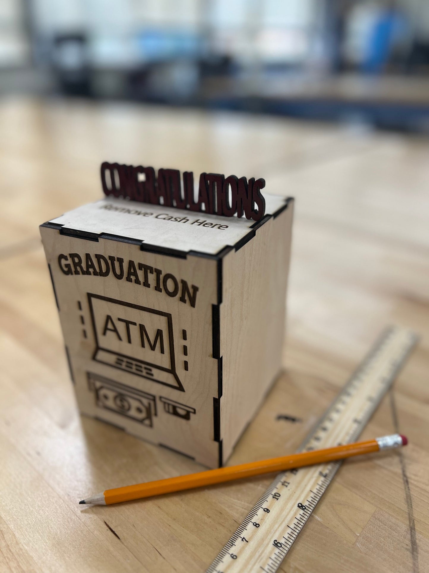 Wooden Graduation ATM Bank - Unique Personalized Gift for Graduates