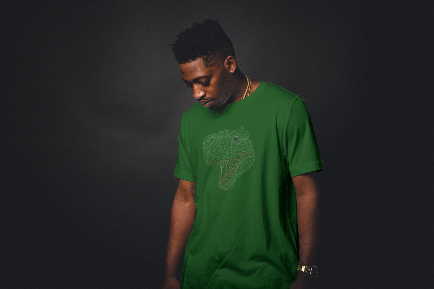 T-Rex Dinosaur Embroidered T-Shirt – Dino Head Design for Kids & Adults