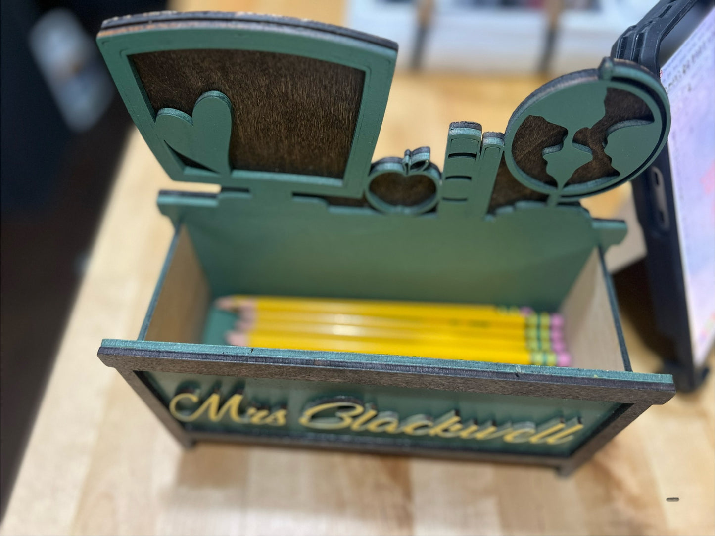 Personalized Teacher Pencil Box – Custom Desk Organizer for Teachers
