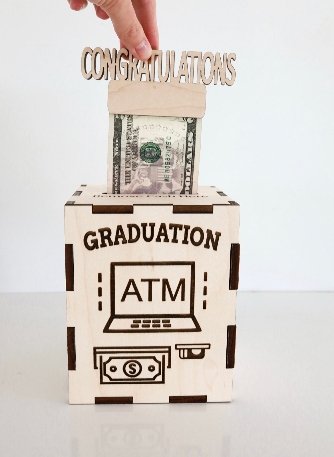 Wooden Graduation ATM Bank - Unique Personalized Gift for Graduates