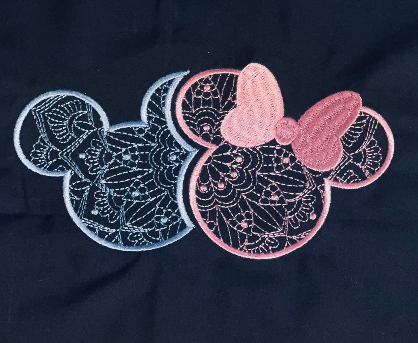 Mickey Mouse and Minnie Mouse Inspired Vintage Unique Embroidery Design - T-Shirt/Hoodie - CHILD AND ADULT Sizes - Couples