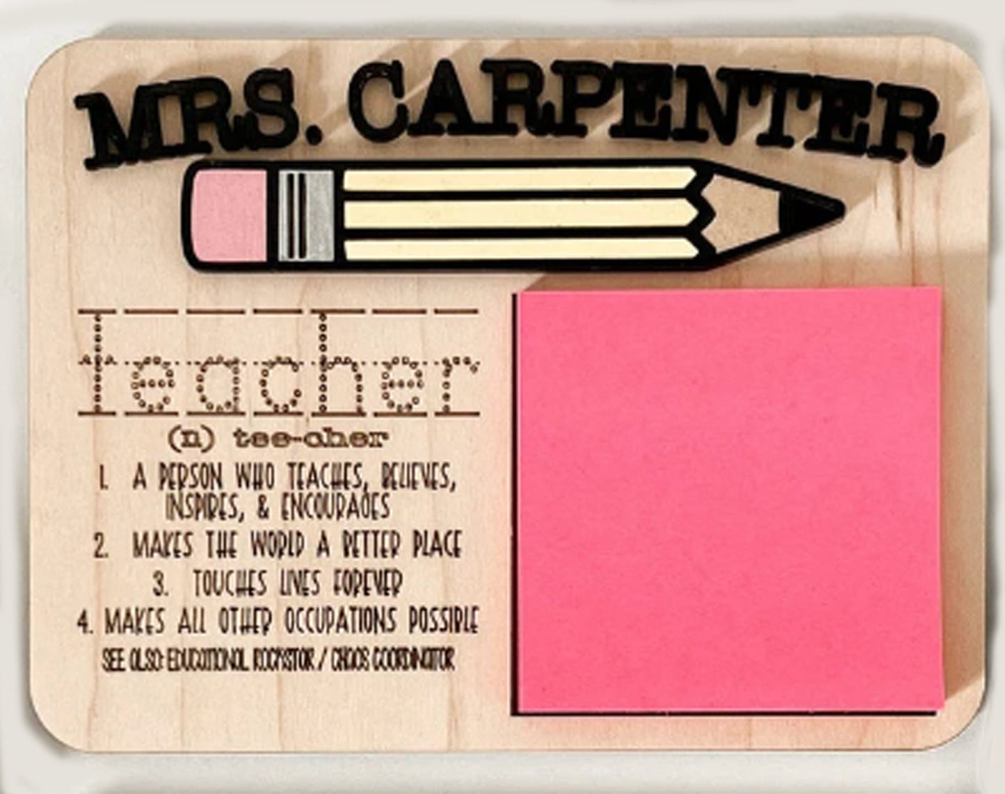 Customizable World's Greatest Teacher Definition Sticky Note Holder | Teacher Gift