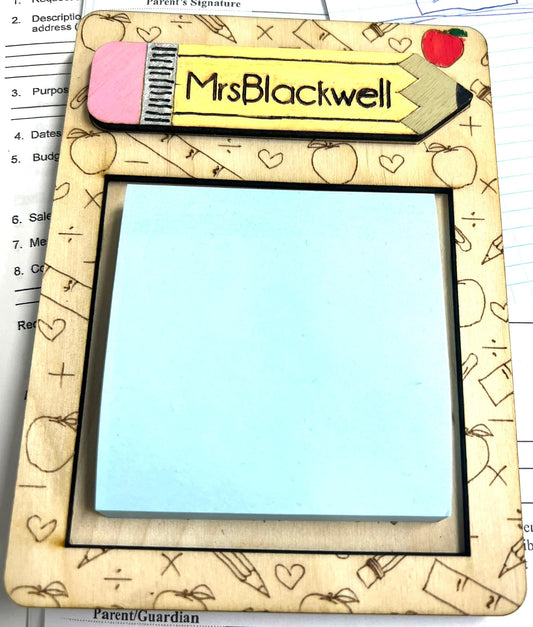 Customizable Teacher Sticky Note Holder | Teacher Gift | Personalized Quote