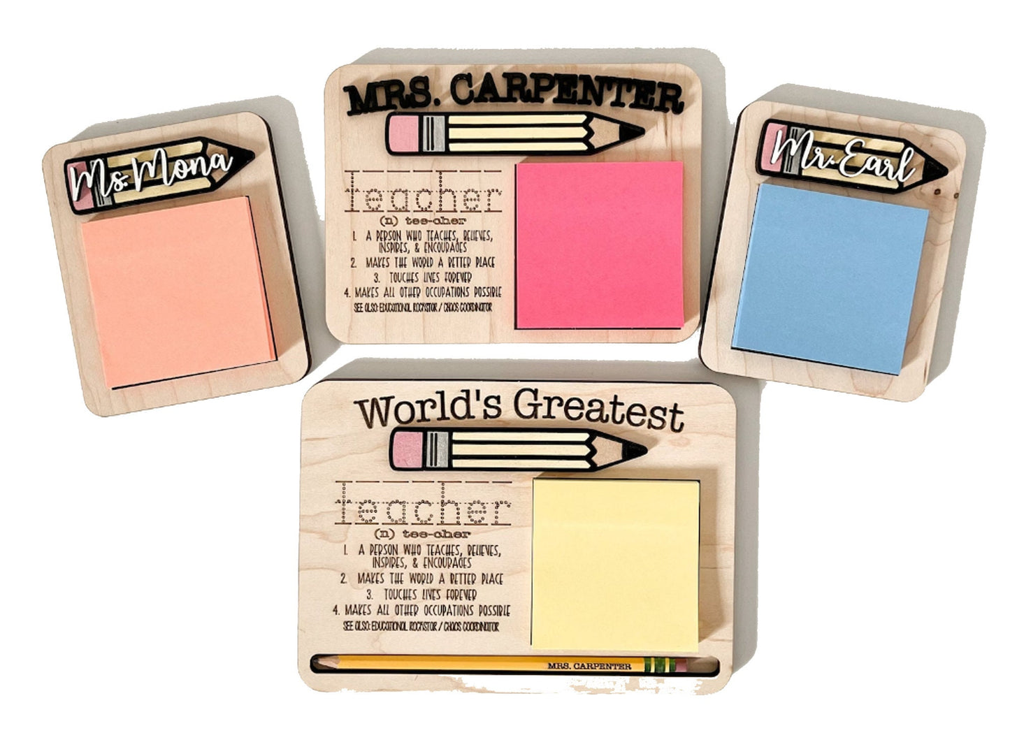 Customizable World's Greatest Teacher Definition Sticky Note Holder | Teacher Gift