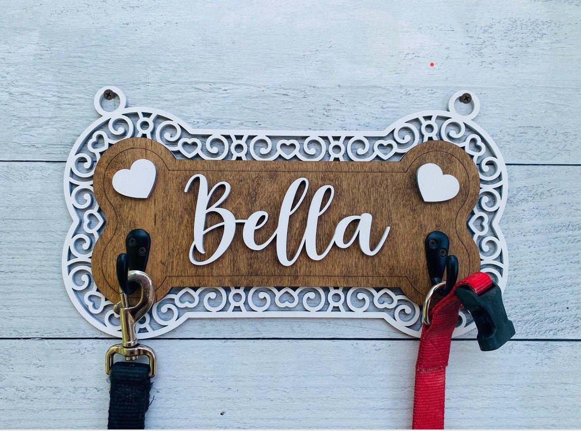 Handcrafted Wooden Leash Holders - Personalize Yours Today