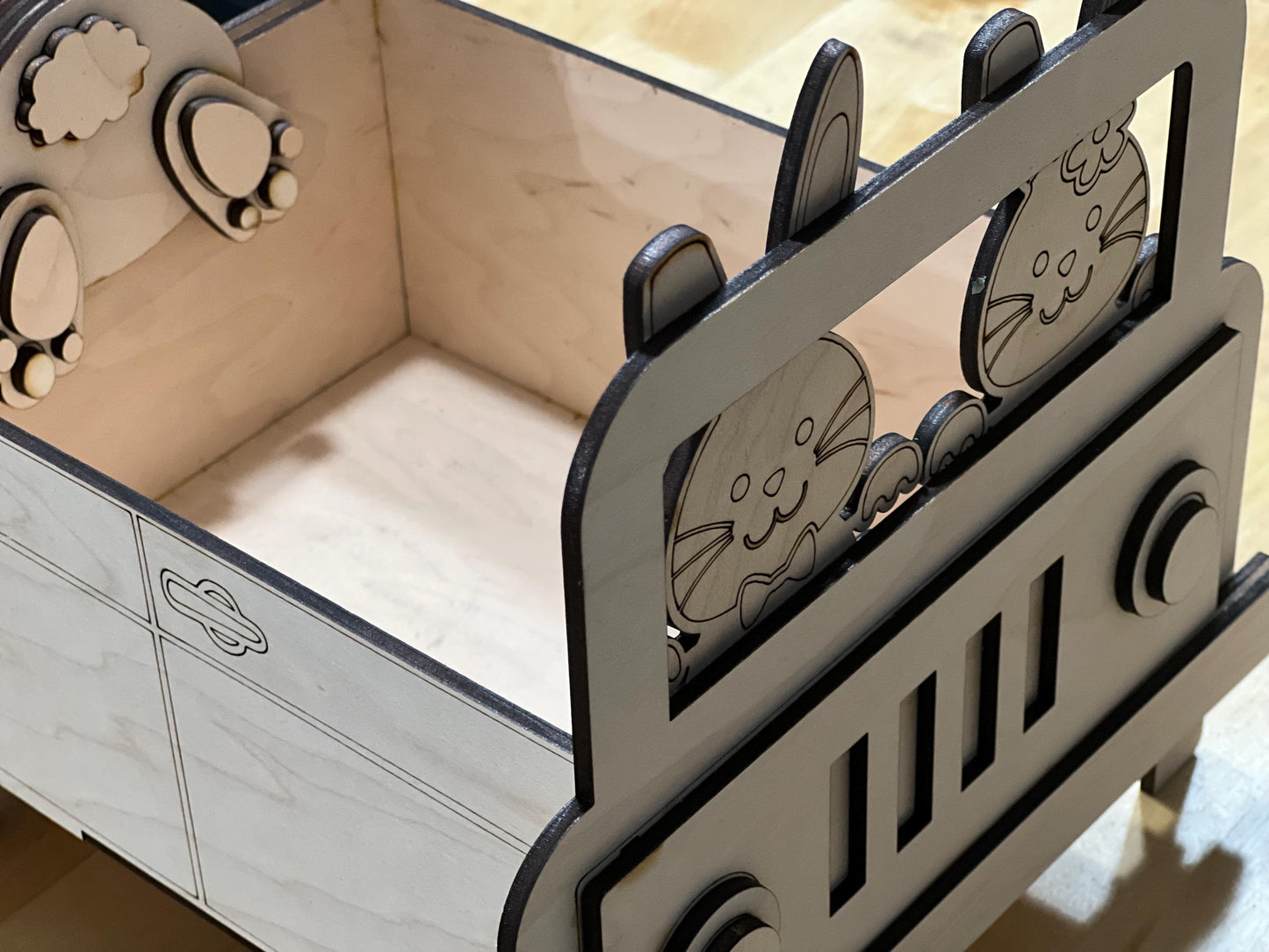 DIY Paintable Bunny 4x4 Box | Wooden Craft Kit for Kids | Bunny Truck Treat Holder | Spring Activity