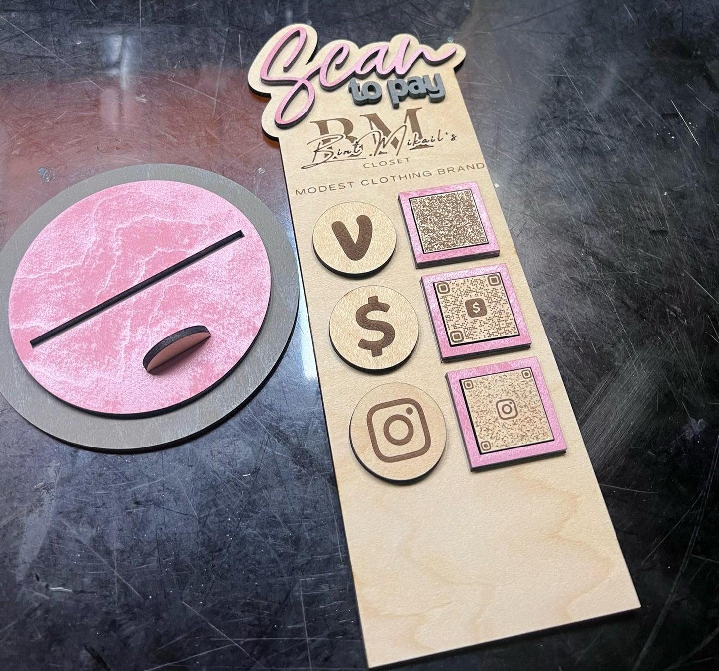 Custom Acrylic QR Code Sign | Scan to Pay or Socialize | 1, 2, or 3 QR Code Options | Venmo, Cash App, Zelle, Instagram, Linktree