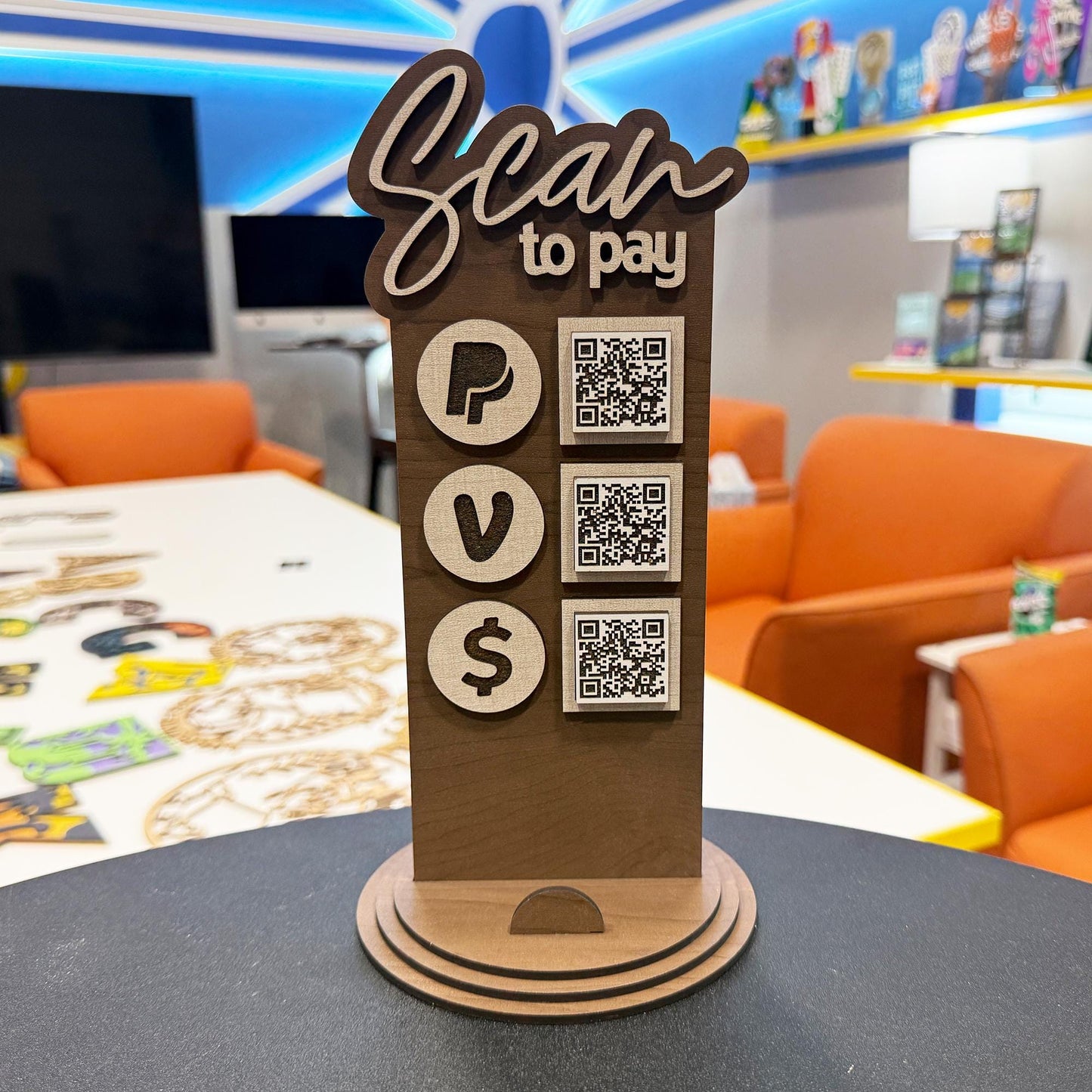 Custom Acrylic QR Code Sign | Scan to Pay or Socialize | 1, 2, or 3 QR Code Options | Venmo, Cash App, Zelle, Instagram, Linktree