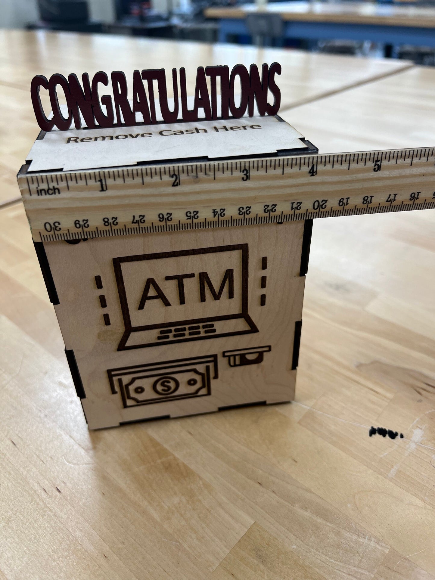 Wooden Graduation ATM Bank - Unique Personalized Gift for Graduates