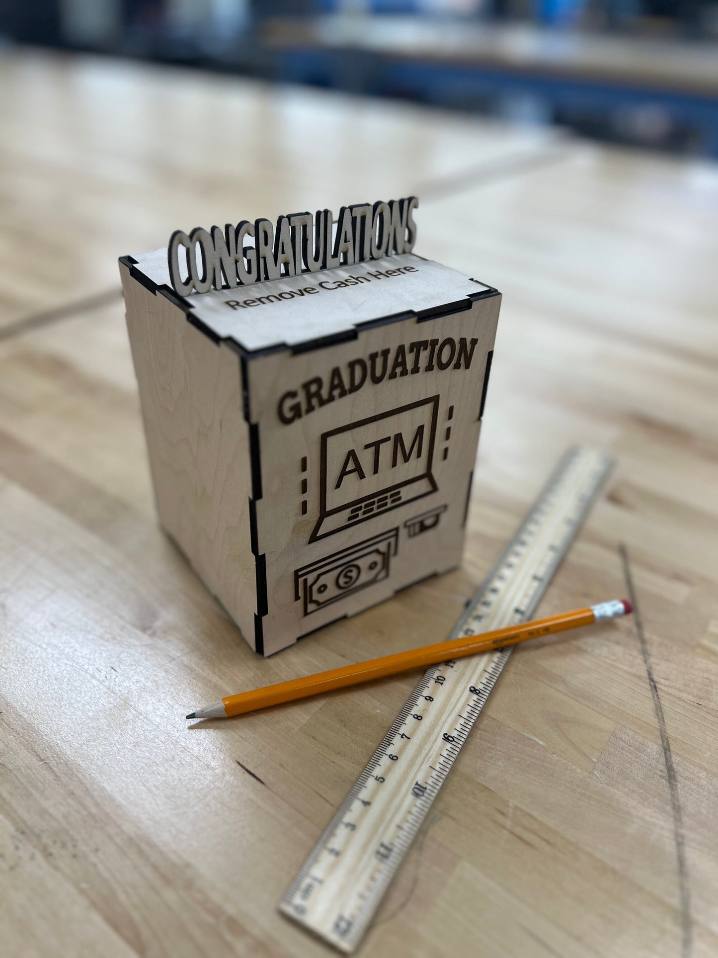 Wooden Graduation ATM Bank - Unique Personalized Gift for Graduates