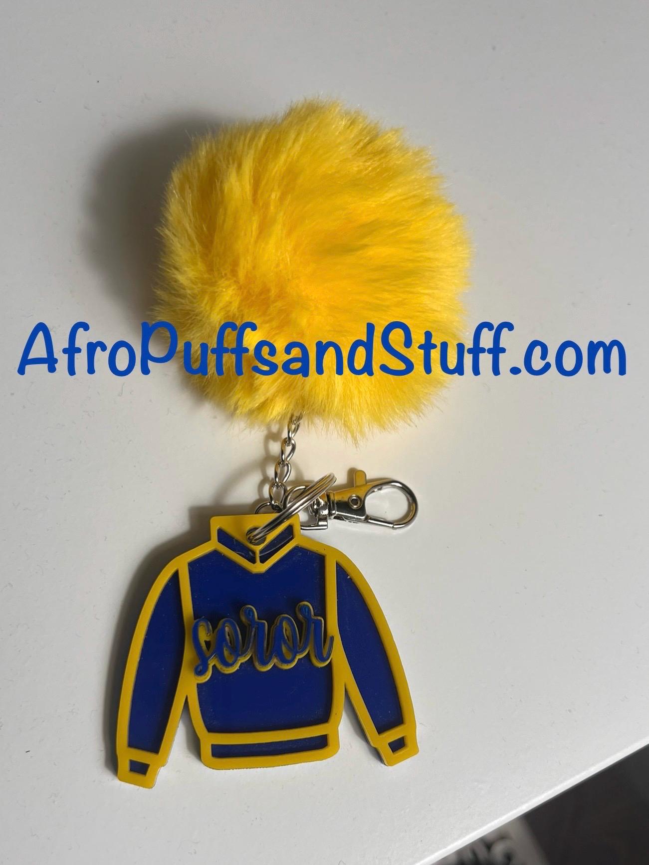Sorority Key Chains with Puff Ball