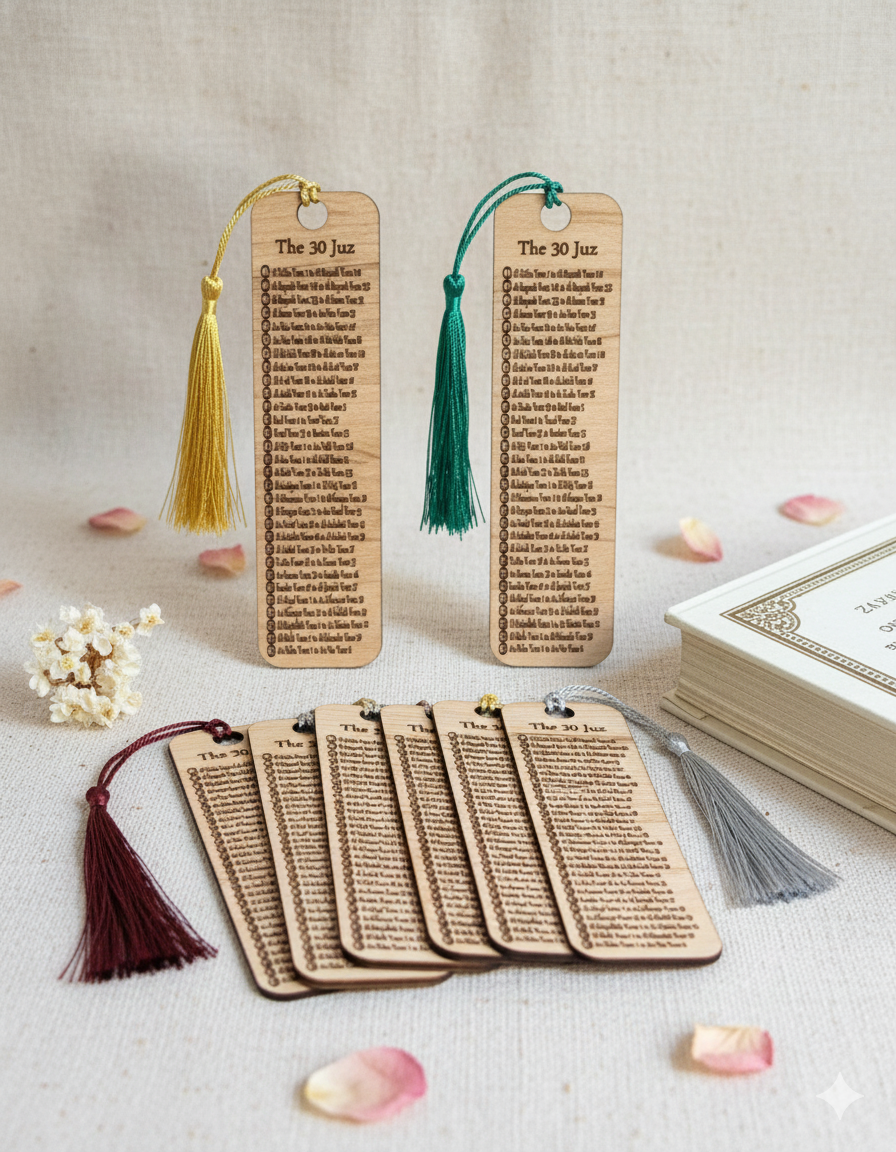 30 Juz of the Qur’an - Wooden Laser Cut Bookmark | Islamic Gift, Ramadan, Eid Favor, Quran Study Aid