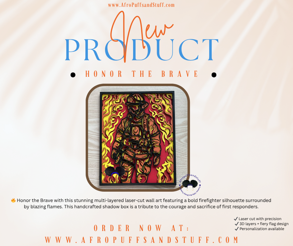 Laser-Cut Firefighter Wall Art | Multi-Layer Shadow Box | First Responder Decor | Fireman Gift | Flame Background Wall Hanging
