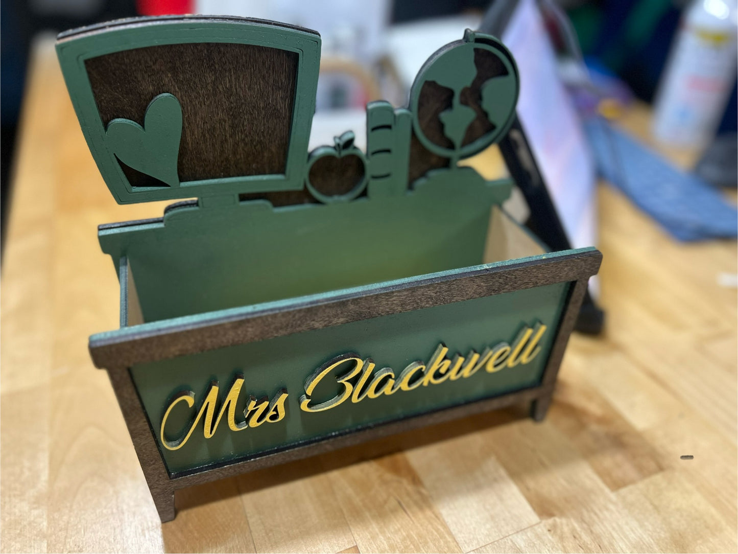 Personalized Teacher Pencil Box – Custom Desk Organizer for Teachers