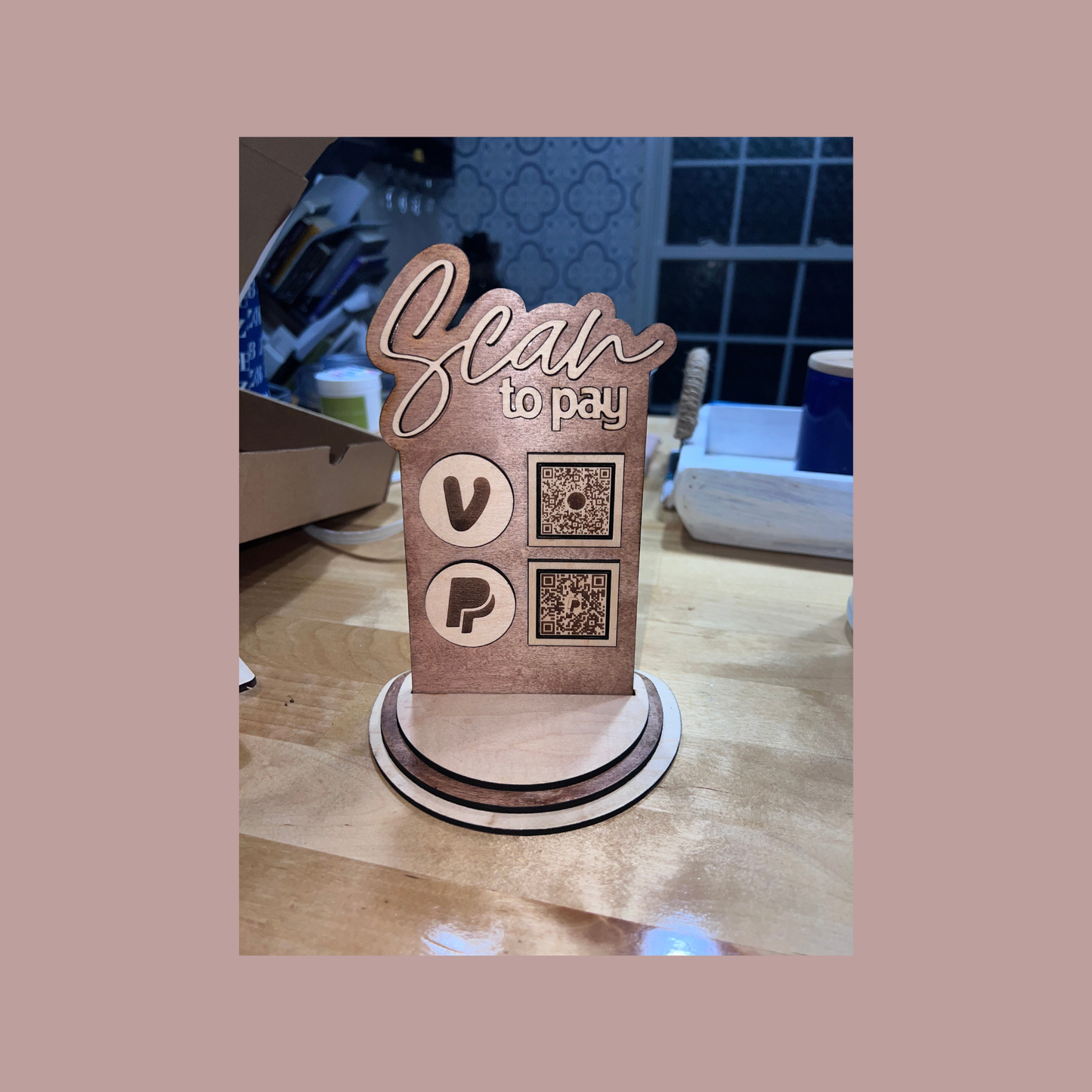 Custom Wood or Acrylic QR Code Sign | Scan to Pay or Socialize | 1, 2, or 3 QR Code Options | Venmo, Cash App, Zelle, Instagram, Linktree