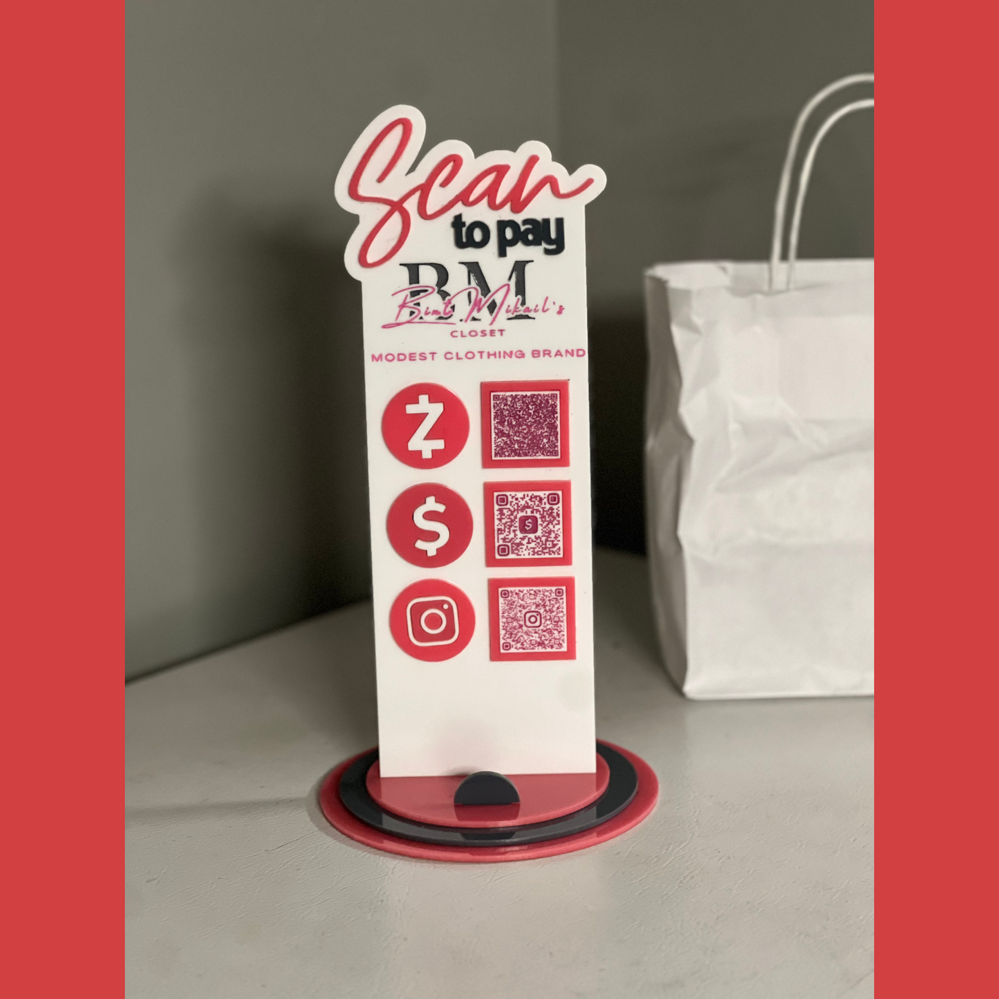 Custom Wood or Acrylic QR Code Sign | Scan to Pay or Socialize | 1, 2, or 3 QR Code Options | Venmo, Cash App, Zelle, Instagram, Linktree