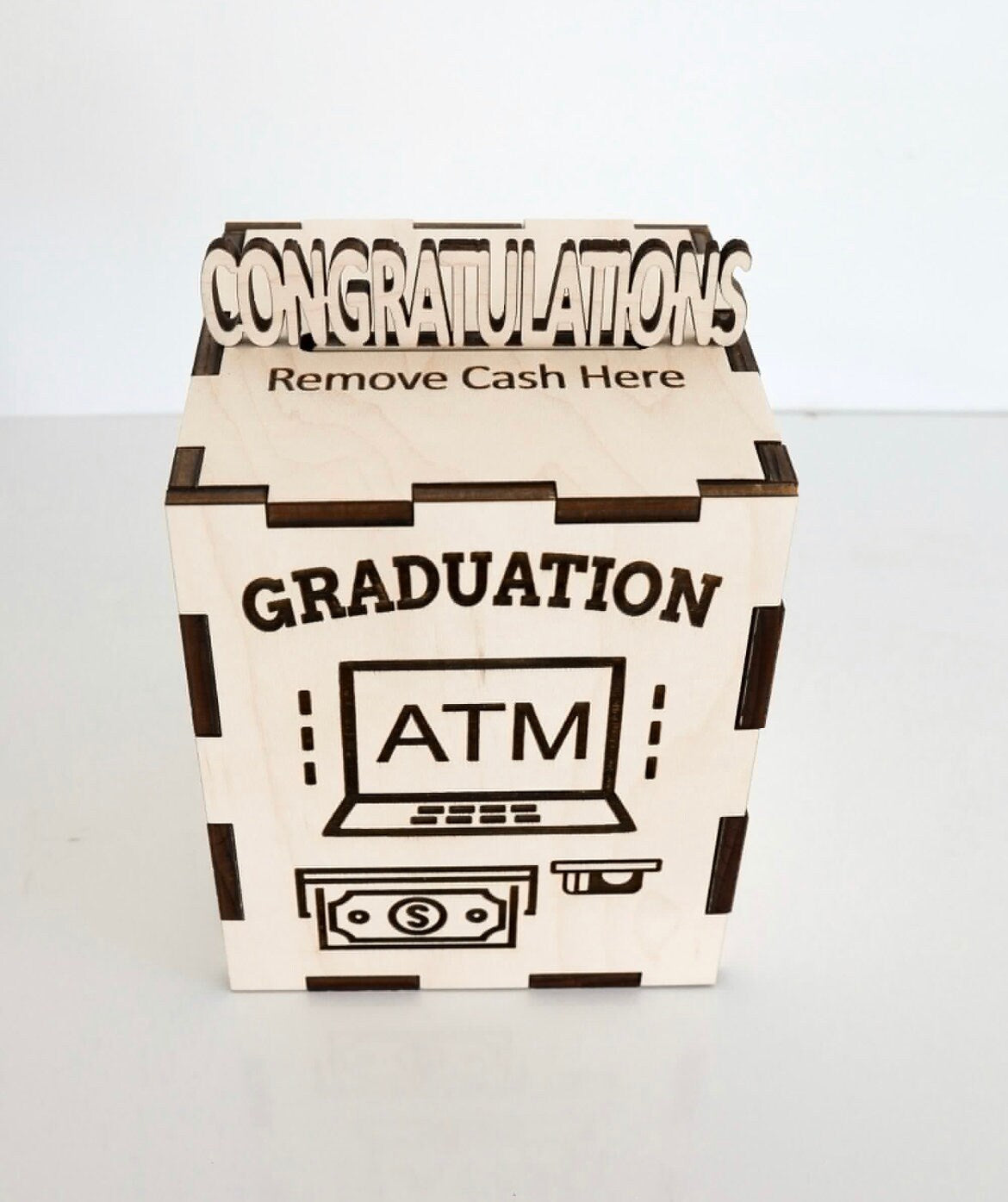 Wooden Graduation ATM Bank - Unique Personalized Gift for Graduates