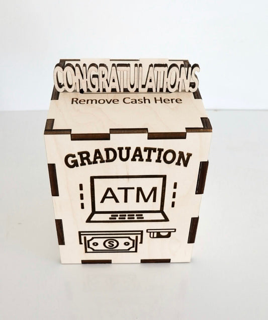 Wooden Graduation ATM Bank - Unique Personalized Gift for Graduates