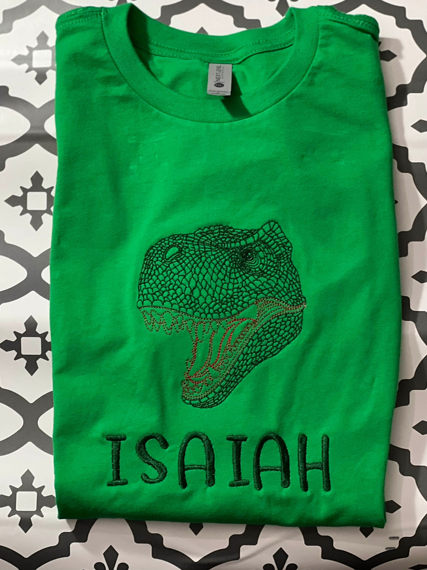 T-Rex Dinosaur Embroidered T-Shirt – Dino Head Design for Kids & Adults