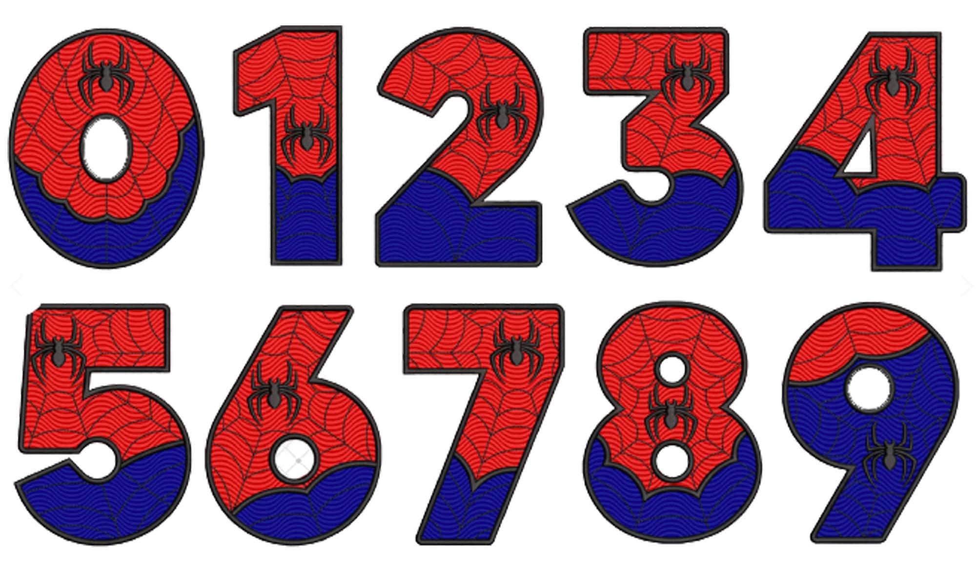 Custom Embroidered Spiderman Number Applique | Birthday Shirt Design | Superheroes | Personalized |