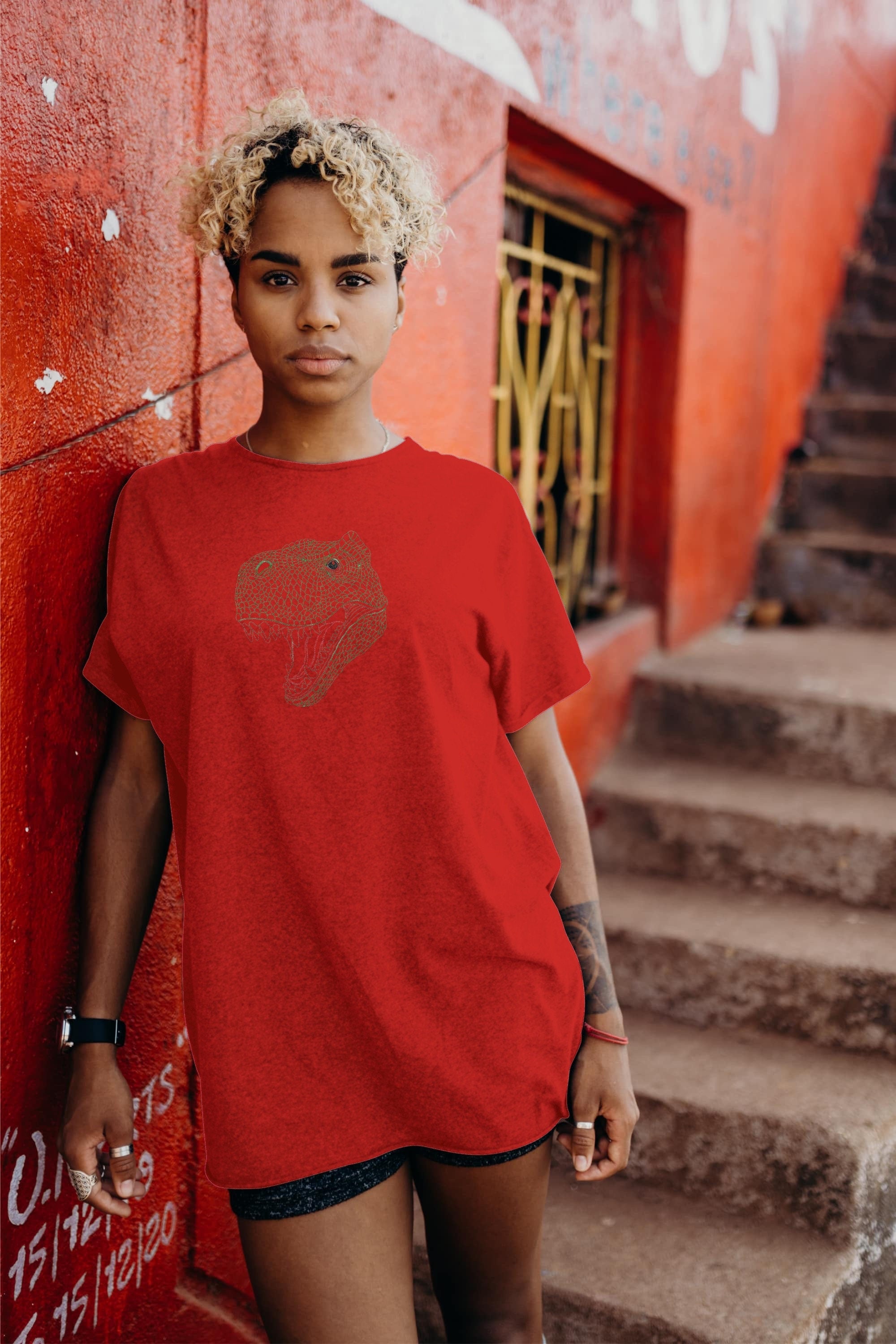 T-Rex Dinosaur Dino Head Embroidery Designed T-Shirt