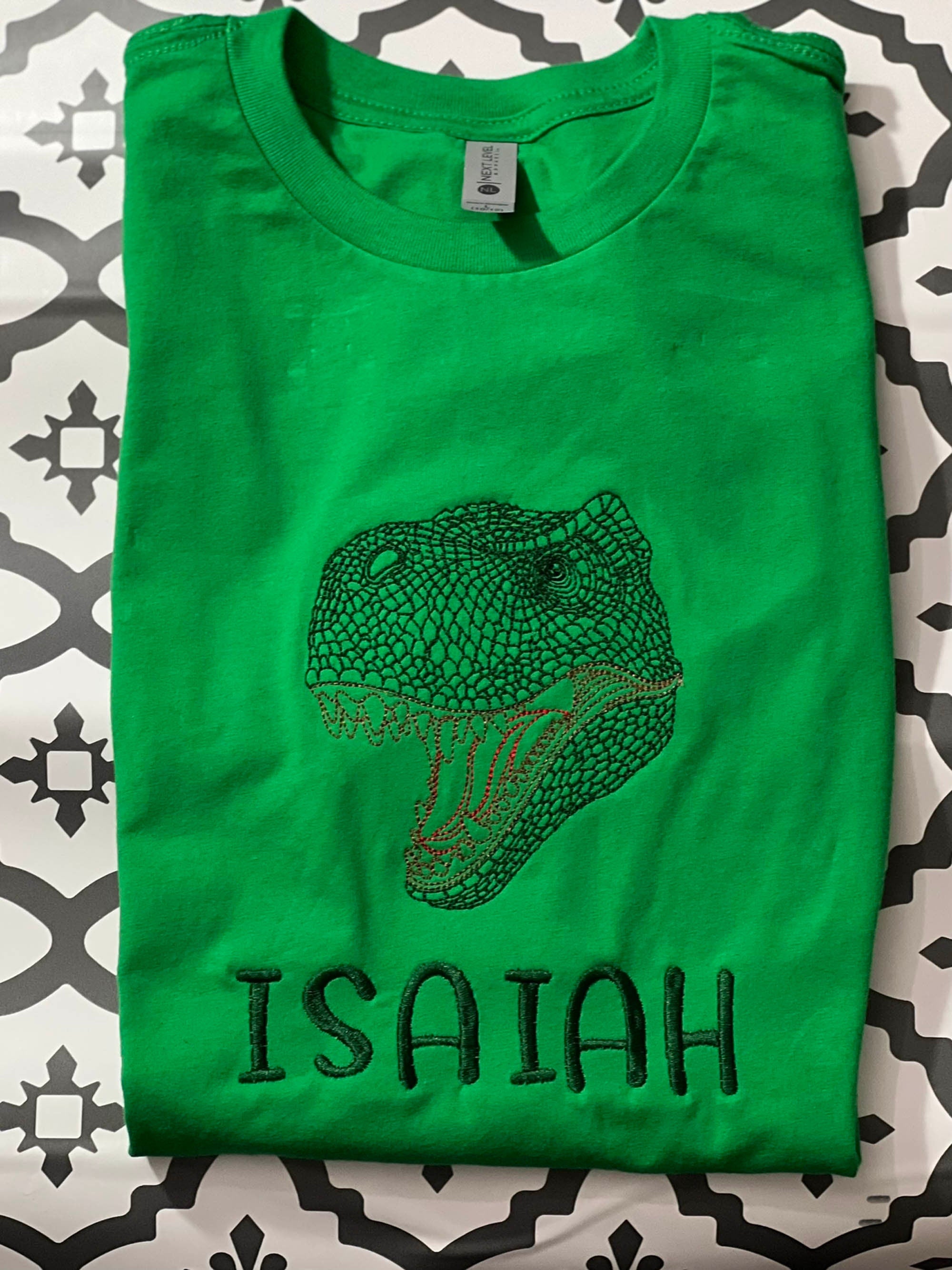 T-Rex Dinosaur Dino Head Embroidery Designed T-Shirt