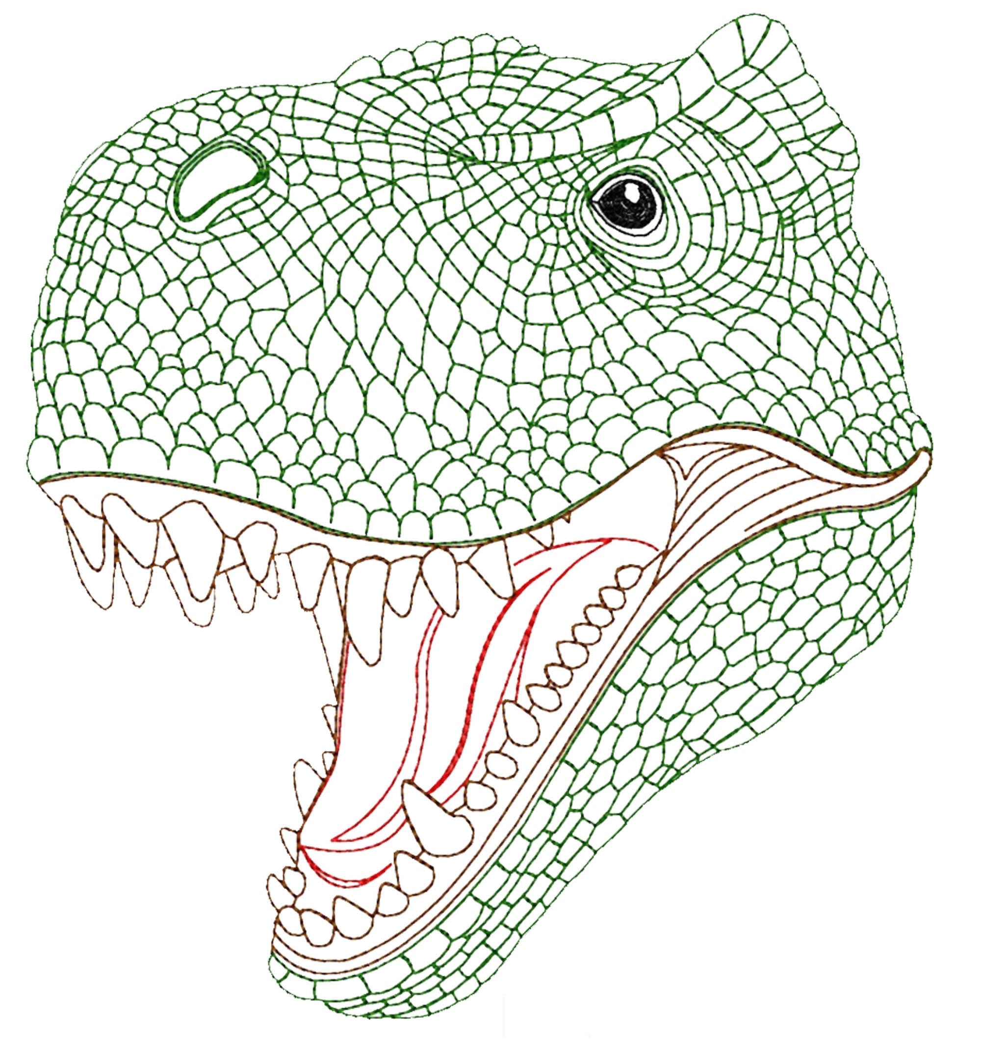 T-Rex Dinosaur Dino Head Embroidery Designed T-Shirt
