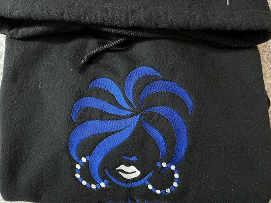 Sorority Colors Hair Lady Embroidered Design T-Shirt | Sweatshirt