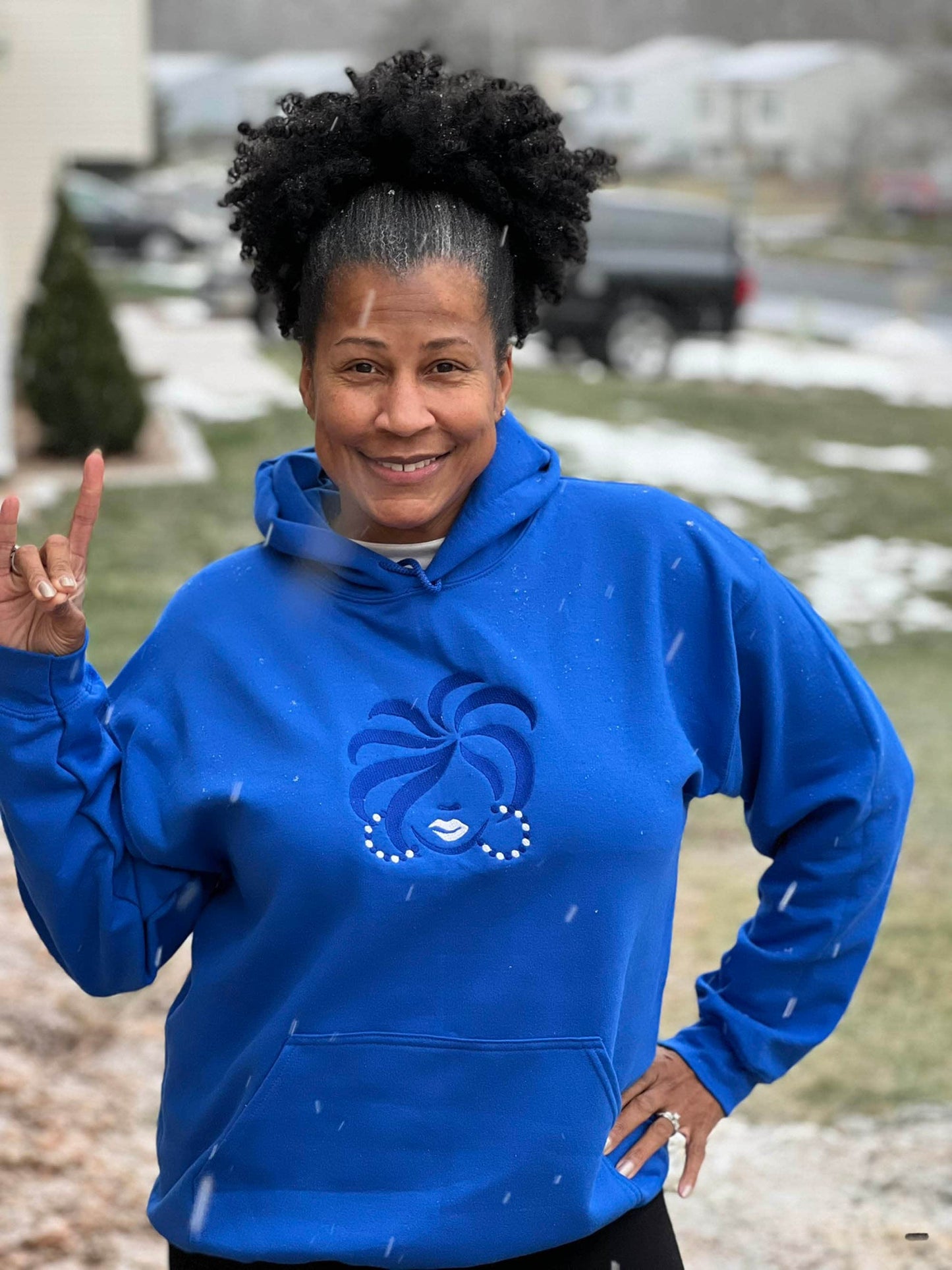 Sorority Colors Hair Lady Embroidered Design T-Shirt | Sweatshirt