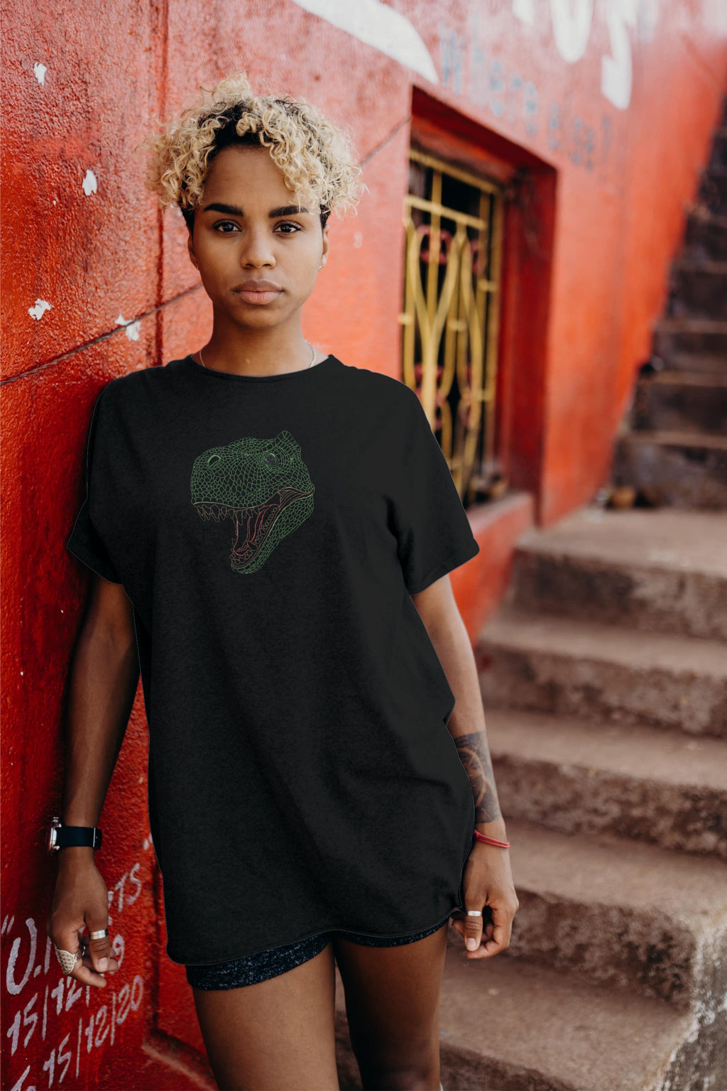 T-Rex Dinosaur Dino Head Embroidery Designed T-Shirt