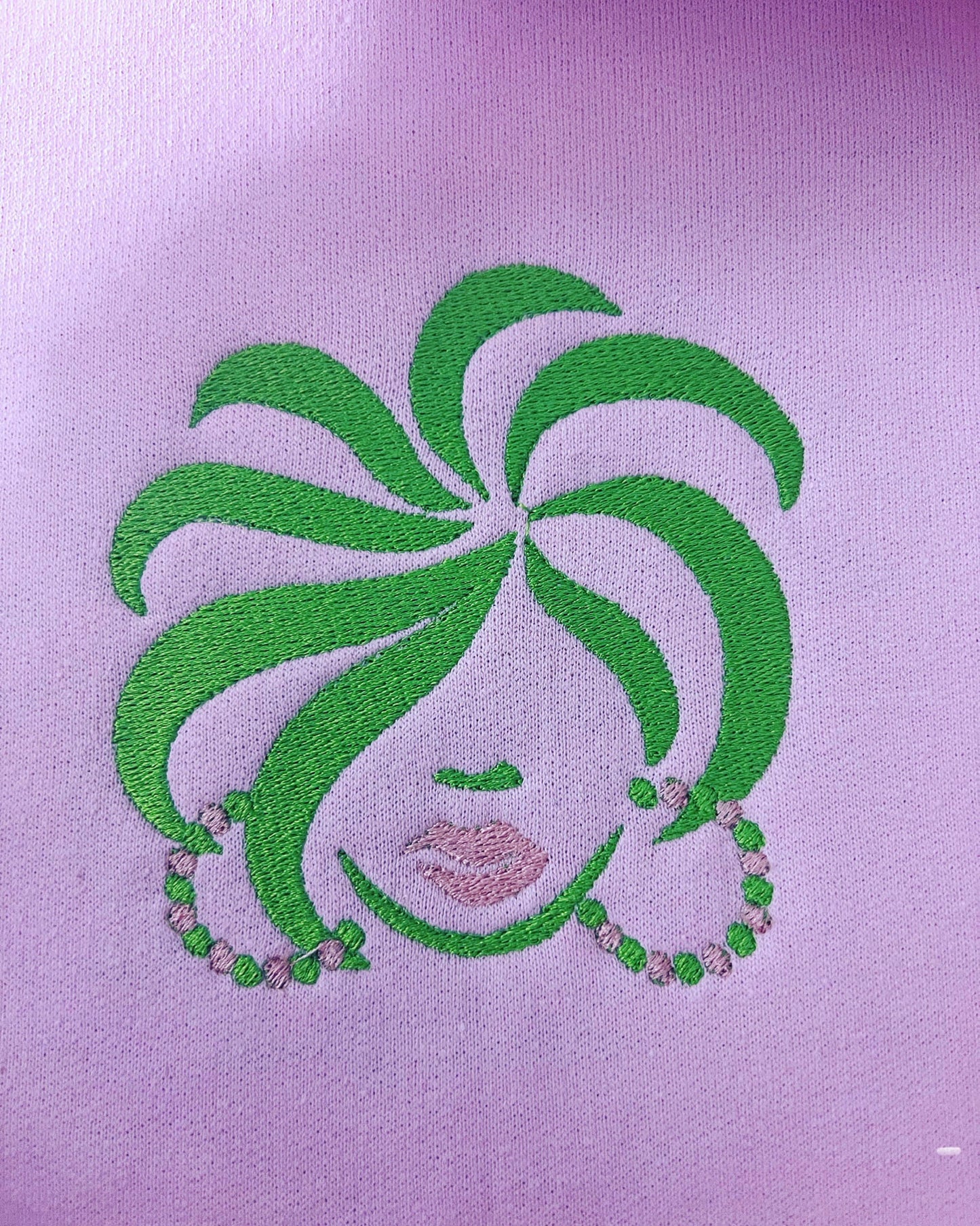 Sorority Colors Hair Lady Embroidered Design T-Shirt | Sweatshirt