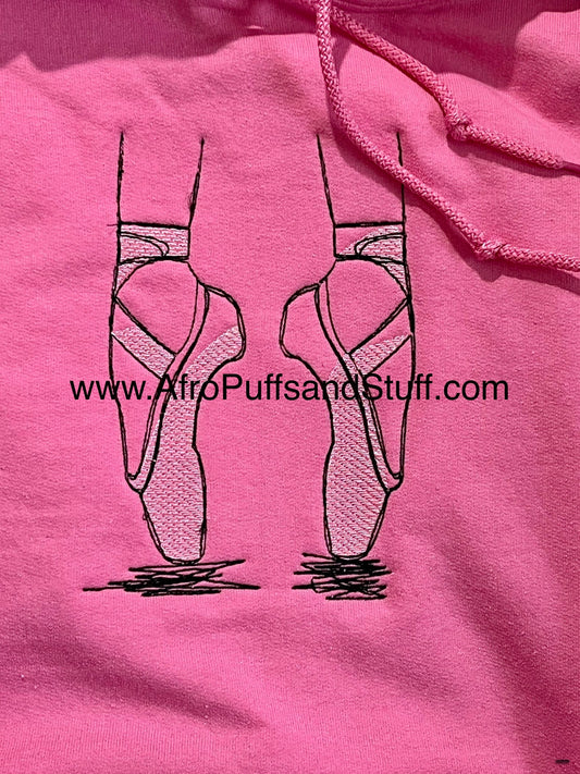 Ballet shoes sketch Embroidered Design T-Shirt | Sweatshirt| Adult and Children sizes