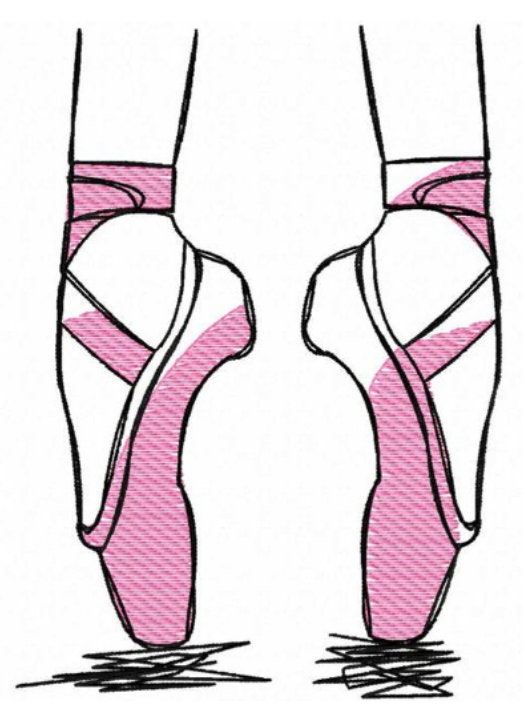 Ballet shoes sketch Embroidered Design T-Shirt | Sweatshirt| Adult and Children sizes