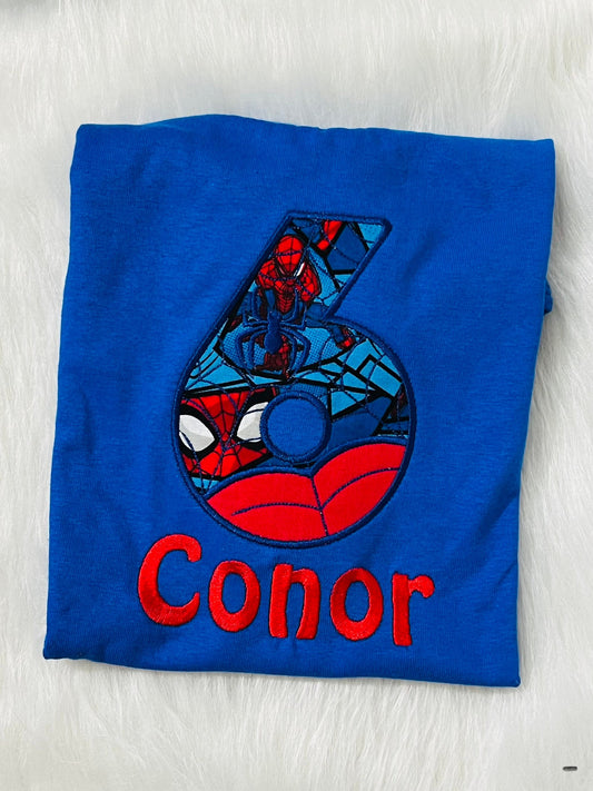 Custom Embroidered Spiderman Number Applique | Birthday Shirt Design | Superheroes | Personalized |