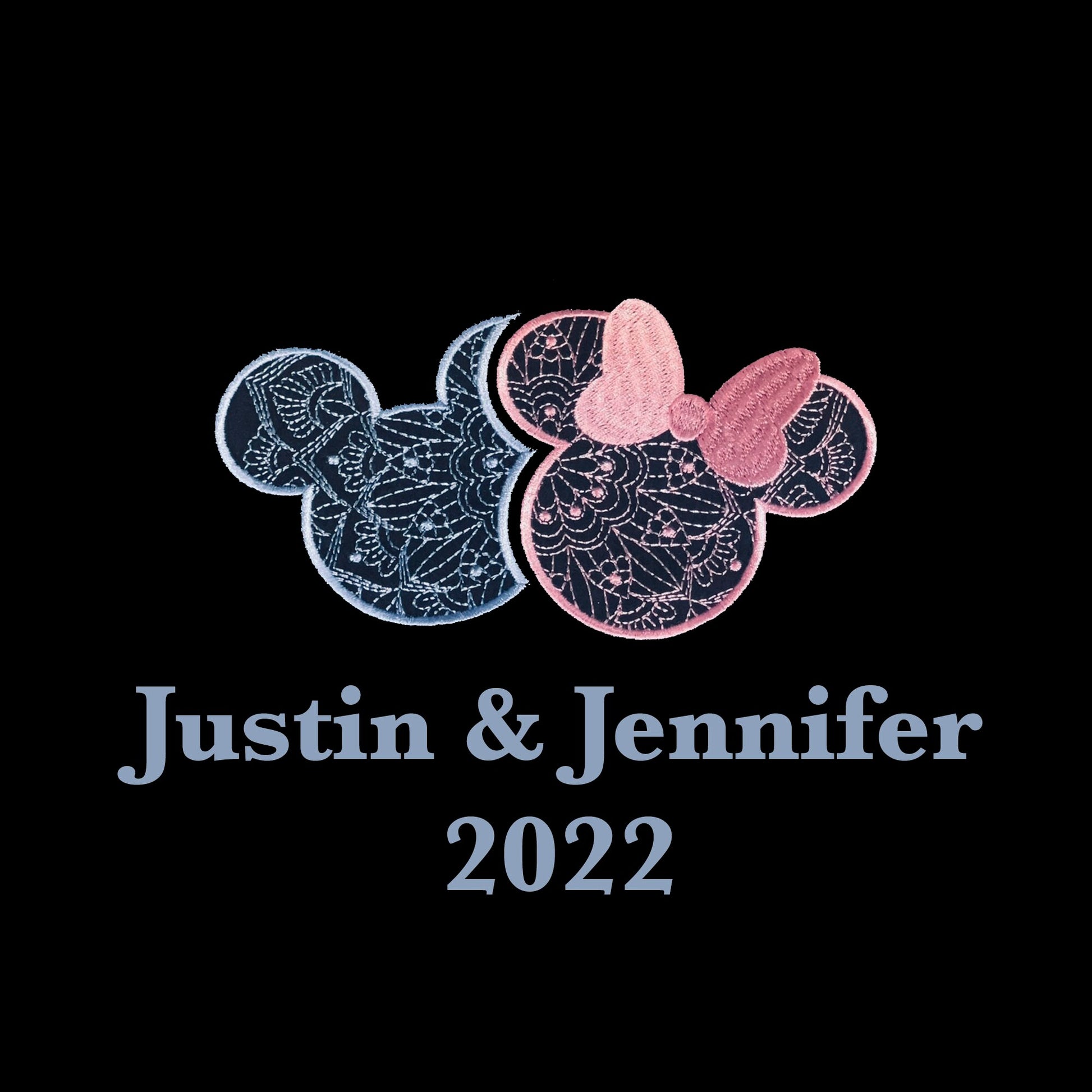 Mickey Mouse and Minnie Mouse Inspired Vintage Unique Embroidery Design - T-Shirt/Hoodie - CHILD AND ADULT Sizes - Couples