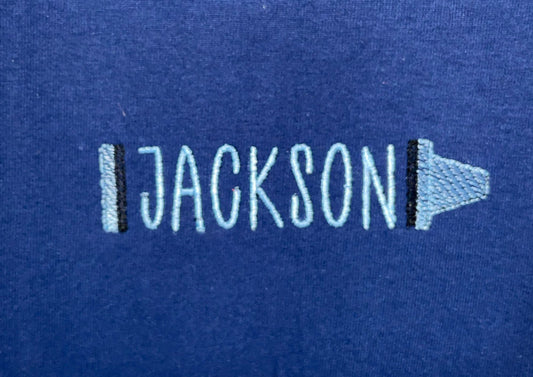 BACK TO SCHOOL - Crayon Name Frame Sketch Personalized embroidered shirt/sweatshirt Teachers, Children and Toddlers - Crayon with Name