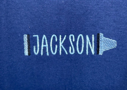 Personalized Crayon Name Embroidered Shirt: Back to School