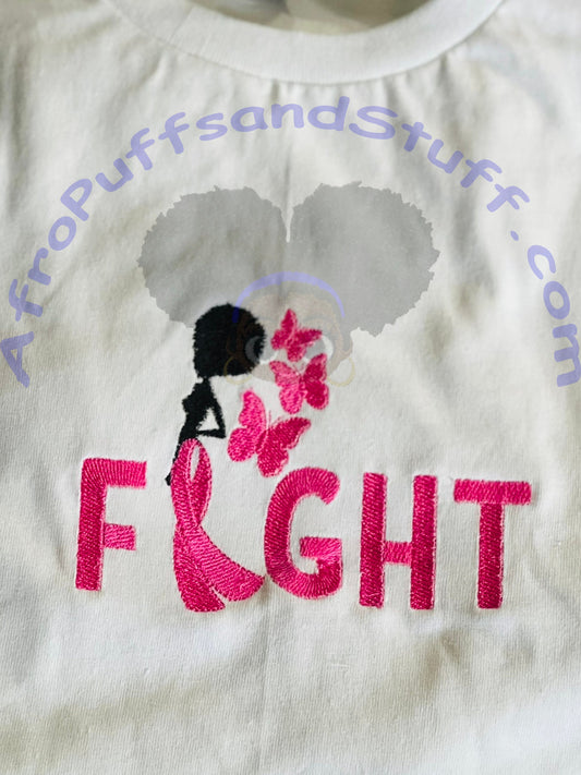 Fight Against Breast Cancer |Cancer Awareness | Pink Ribbon Embroidery Design Shirt/Sweatshirt
