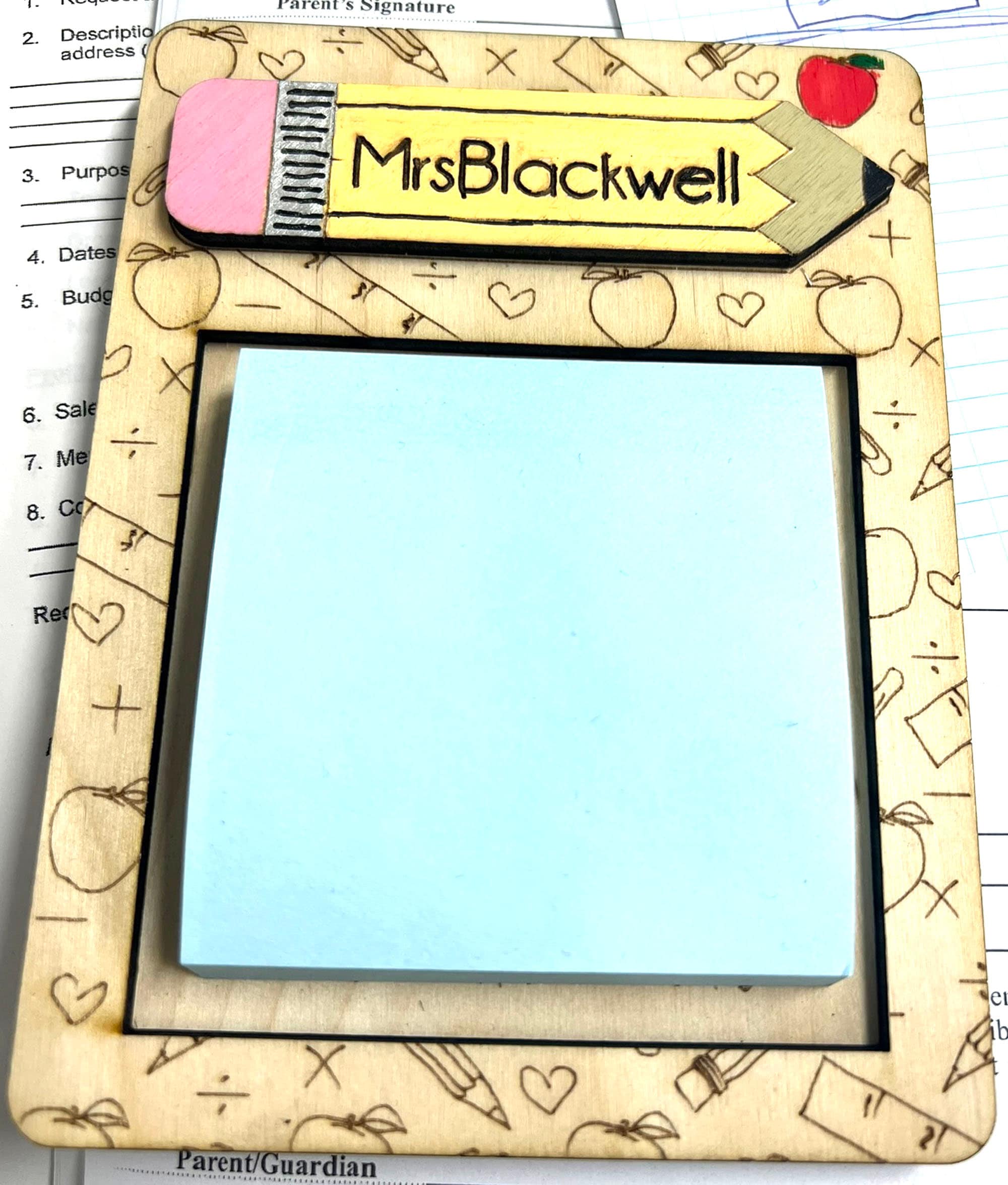 Customizable Teacher Sticky Note Holder | Teacher Gift | Personalized Quote