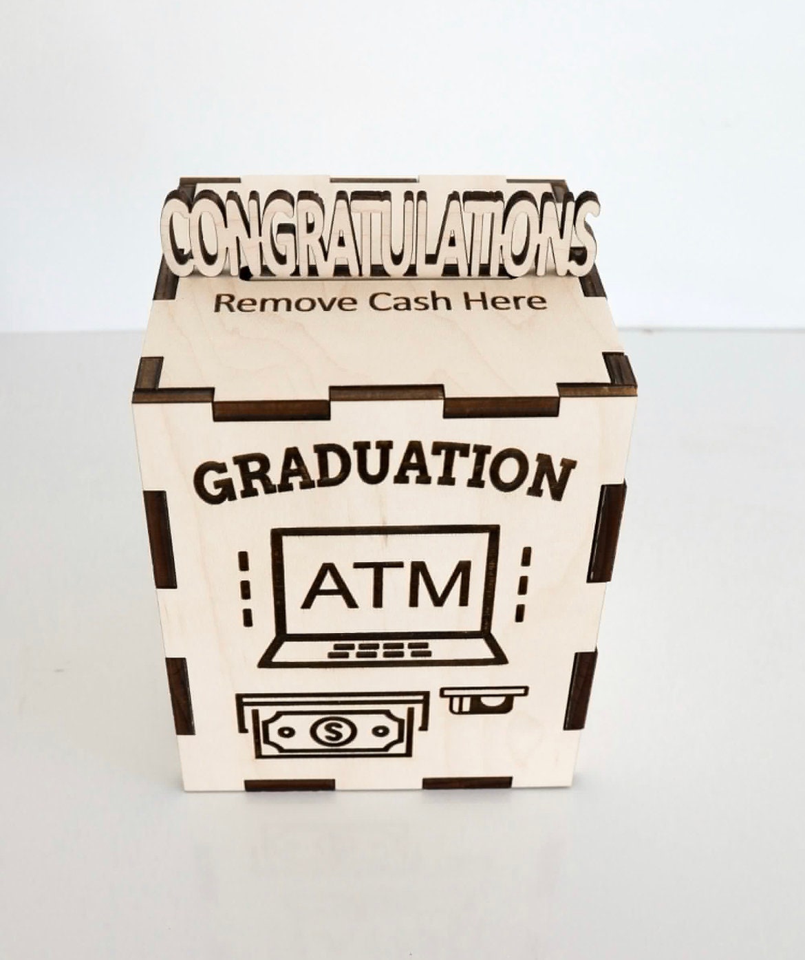 Wooden Graduation ATM Bank - Unique Personalized Gift for Graduates