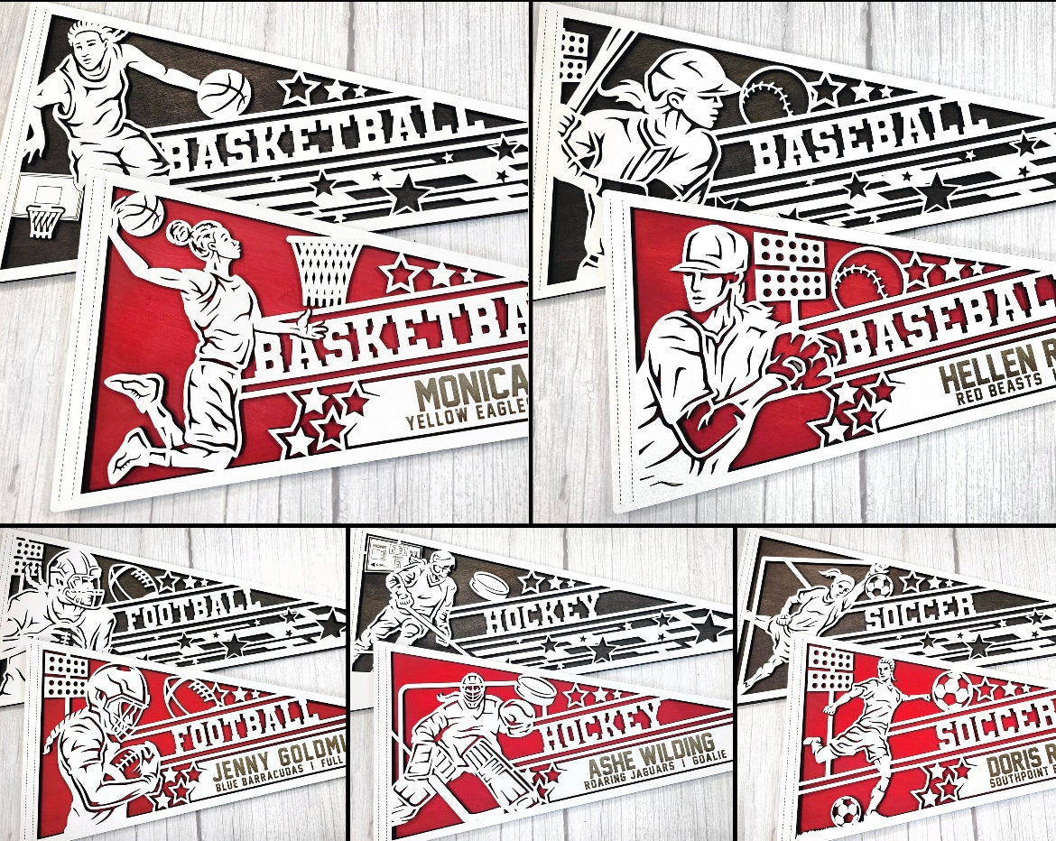 Custom Laser Cut Sports Pennant: Athlete Gift