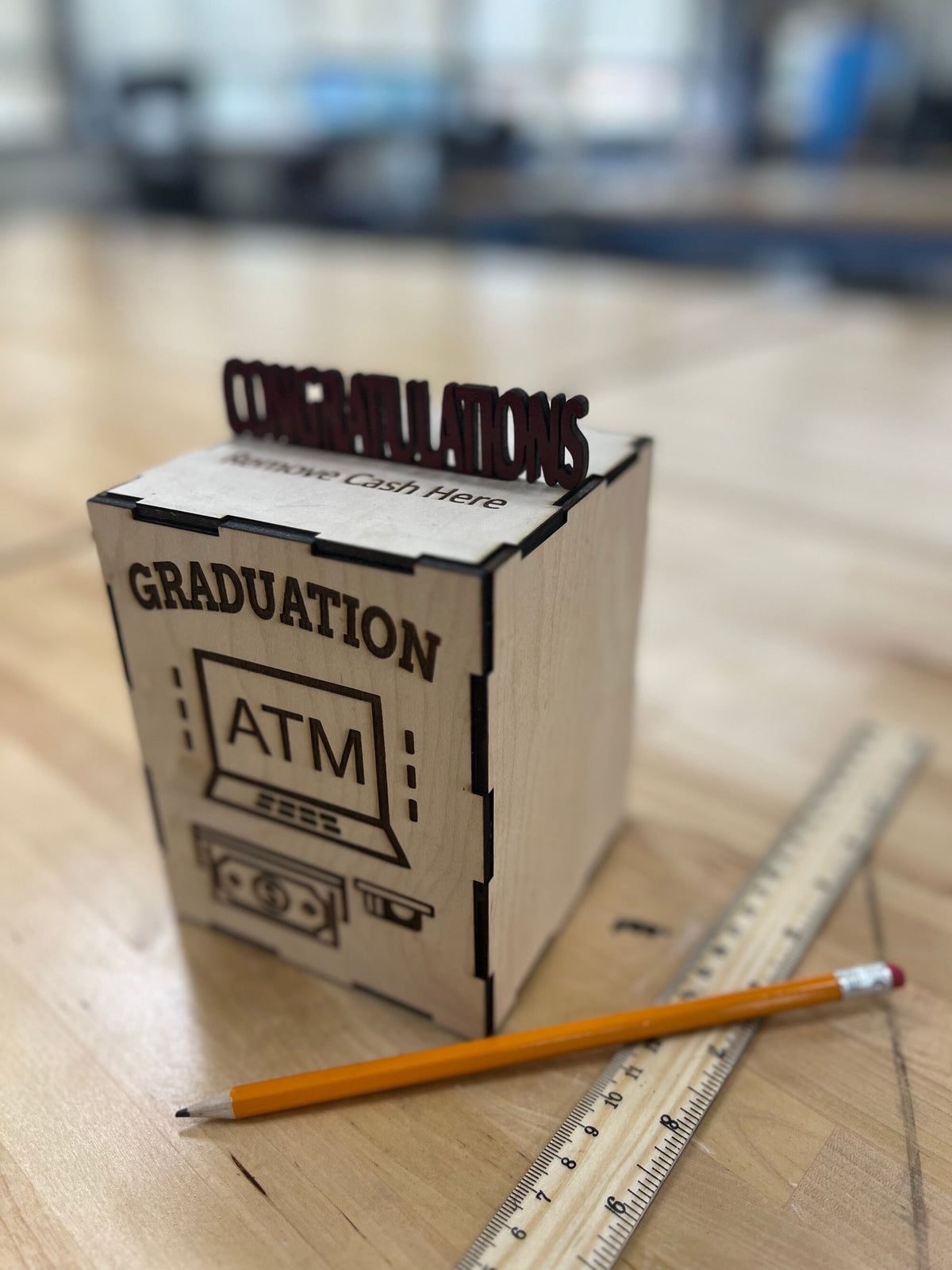 Wooden Graduation ATM Bank - Unique Personalized Gift for Graduates