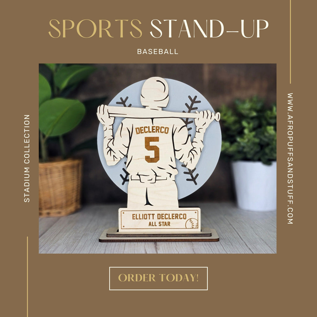 Personalized Baseball Player Stand | Senior Graduation Gift
