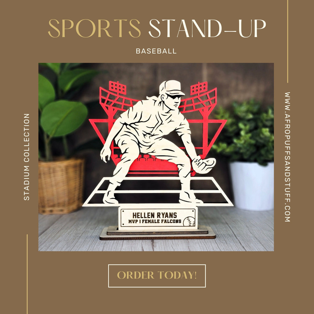 Personalized Baseball Player Stand | Senior Graduation Gift