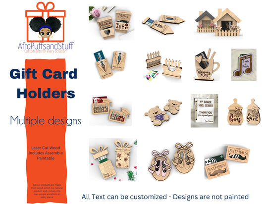Wooden Gift Card Holder: Customizable Laser Cut Designs