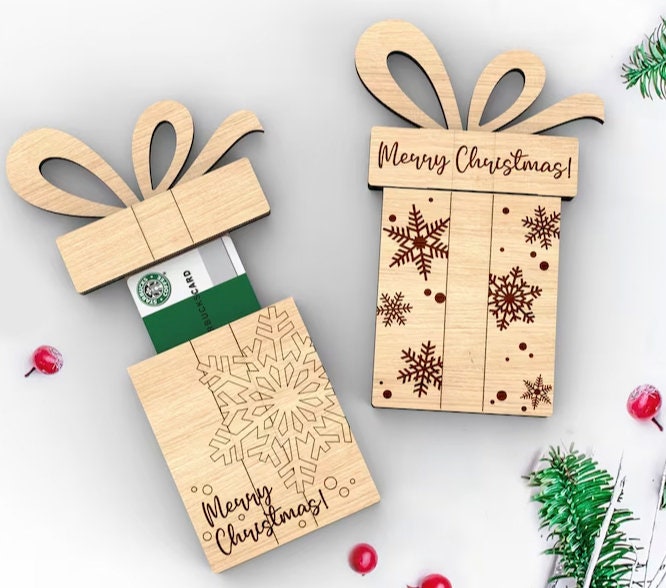 Wooden Gift Card Holder: Customizable Laser Cut Designs