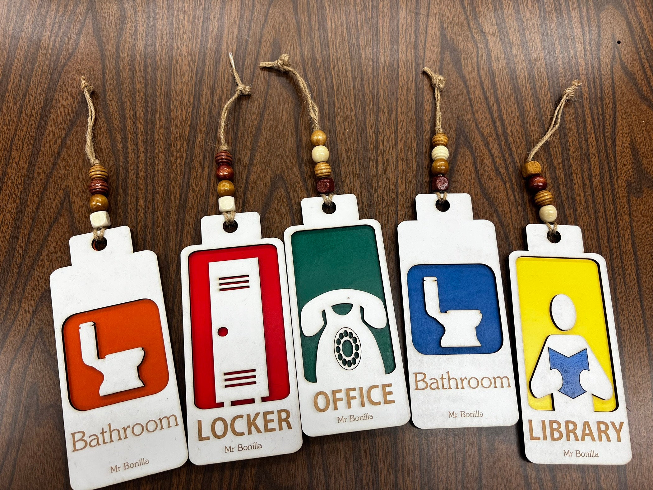 Custom Wooden Bathroom Passes for Teachers