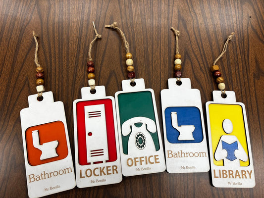 Custom Wooden Bathroom Passes for Teachers