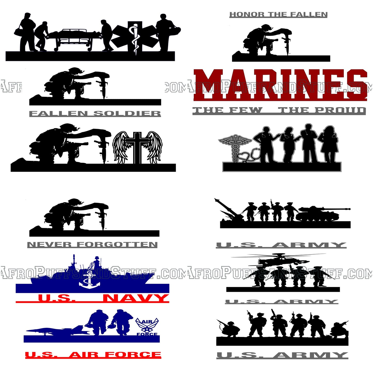 Military and First Responders Silhouette Plaques